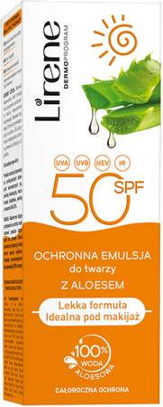 Lirene ochronna emulsja do twarzy SPF50 IR ALOES