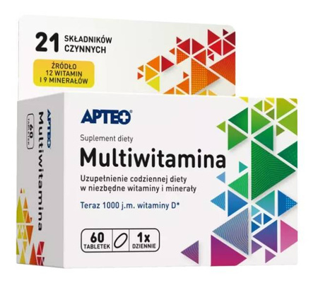 MULTIWITAMINA APTEO WITAMINY B6, B12, SELEN 60 tbl
