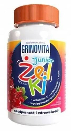 GRINOVITA JUNIOR Żelki acerola czarny witamina D