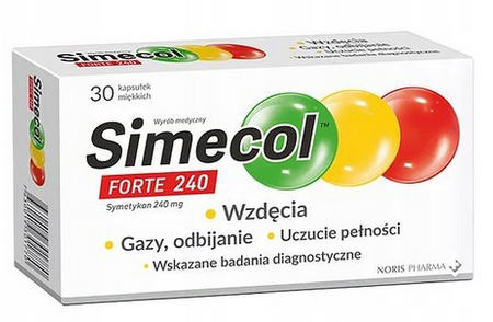 SIMECOL Forte 240mg na WZDĘCIA 30 kapsułek