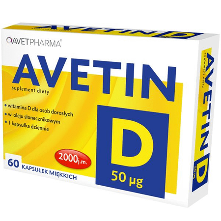 AVETIN WITAMINA D 2000 W OLEJU SŁONECZNIKOWYM 60 k
