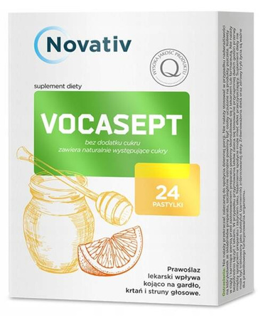Vocasept na gardło pastylki bez cukru propolis 24