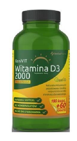 Witamina D3 D 2000 w oleju krokosz XeniVit 240 kps