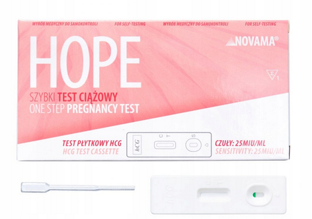 NOVAMA HOPE szybki TEST CIĄŻOWY płytkowy HCG czuły