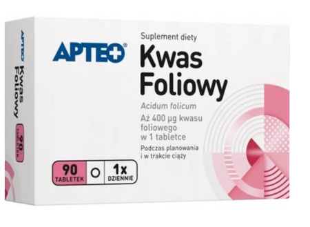 FOLICUM ACIDUM KWAS FOLIOWY 90 tabletek 400 mcg AP