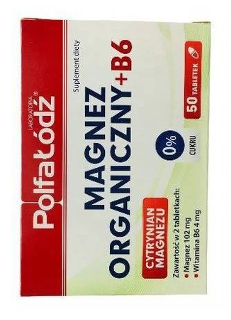 POLFA ŁÓDŹ MAGNEZ ORGANICZNY CYTRYNIAN + WIT. B6 