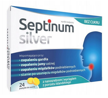 SEPTINUM SILVER pastylki do ssania ból gardła