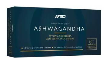Ashwagandha Apteo na stres nerwy pamięć 60 kaps.